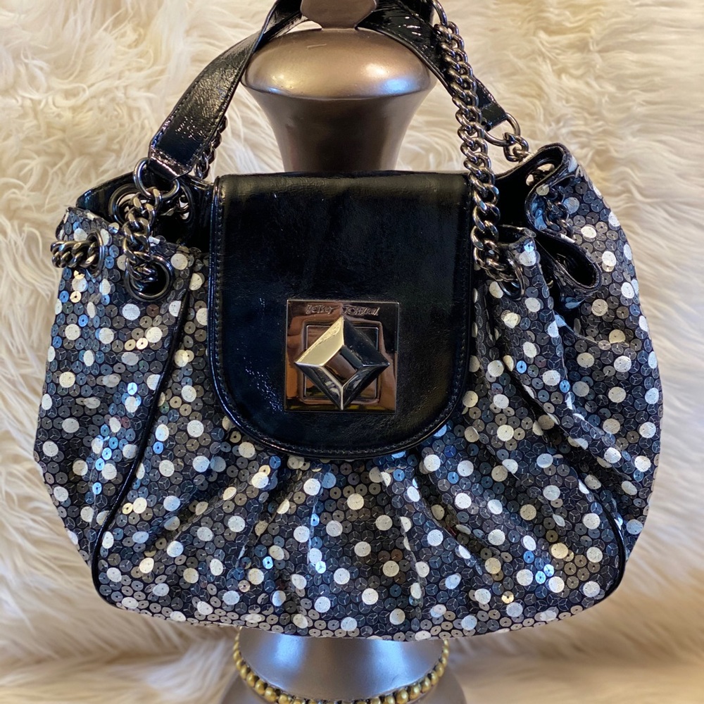 Vintage Betsey Johnson polka dot sequin hobo bag